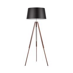 Tripod Floor Lamp 1xE27 Max.60W Walnut Beech Wood/Transparent PVC Cable/Black Fabric Shade